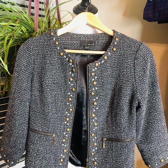 Forever 21 Jackets & Blazers - Forever 21 Embellished Gray Tweed Blazer Jacket Women's Medium